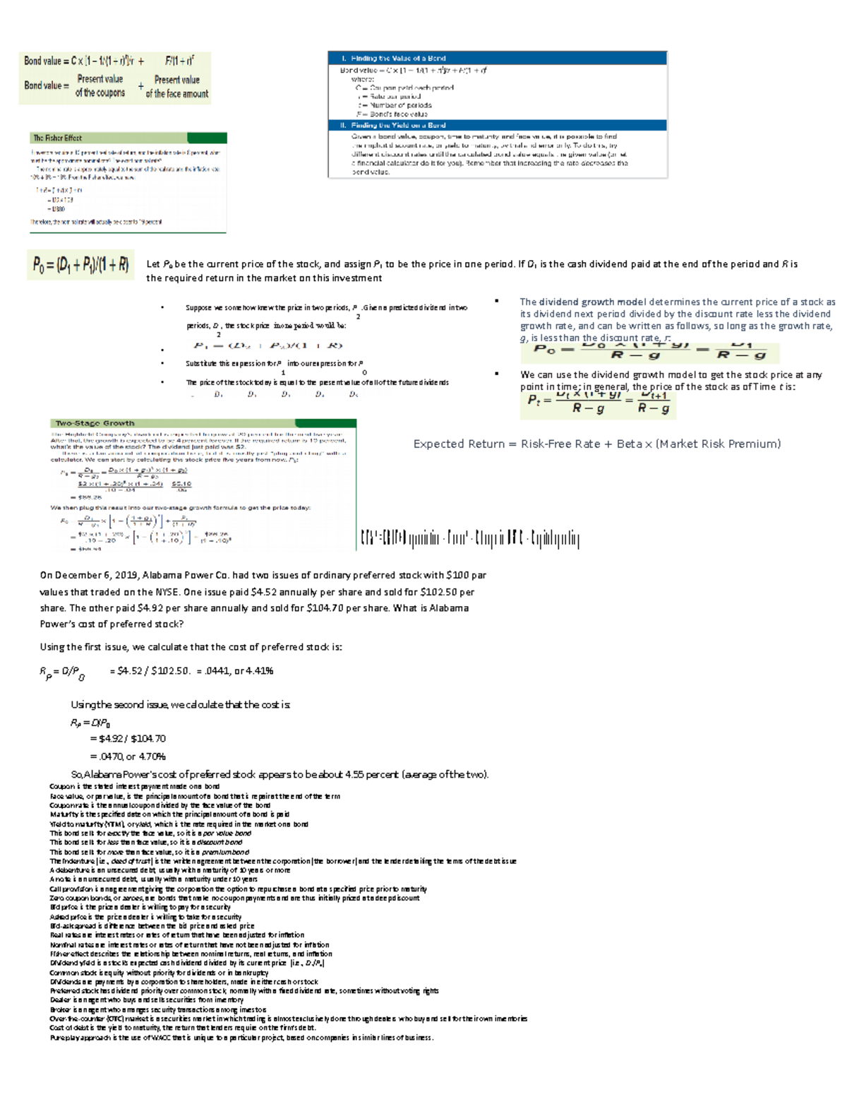 Exam 2 Ref Sheet - Principles Of Finance (FIN 3000) - Let P 0 Be The ...