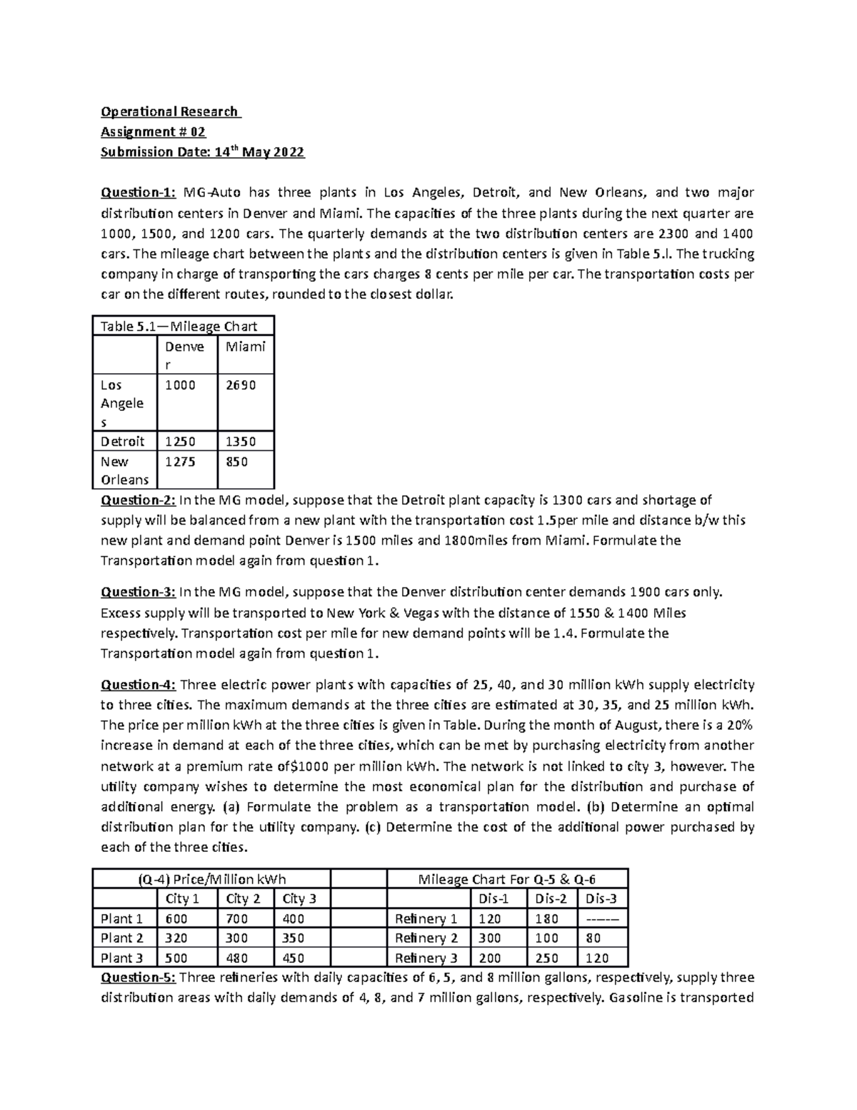 crew assignment problem in operational research