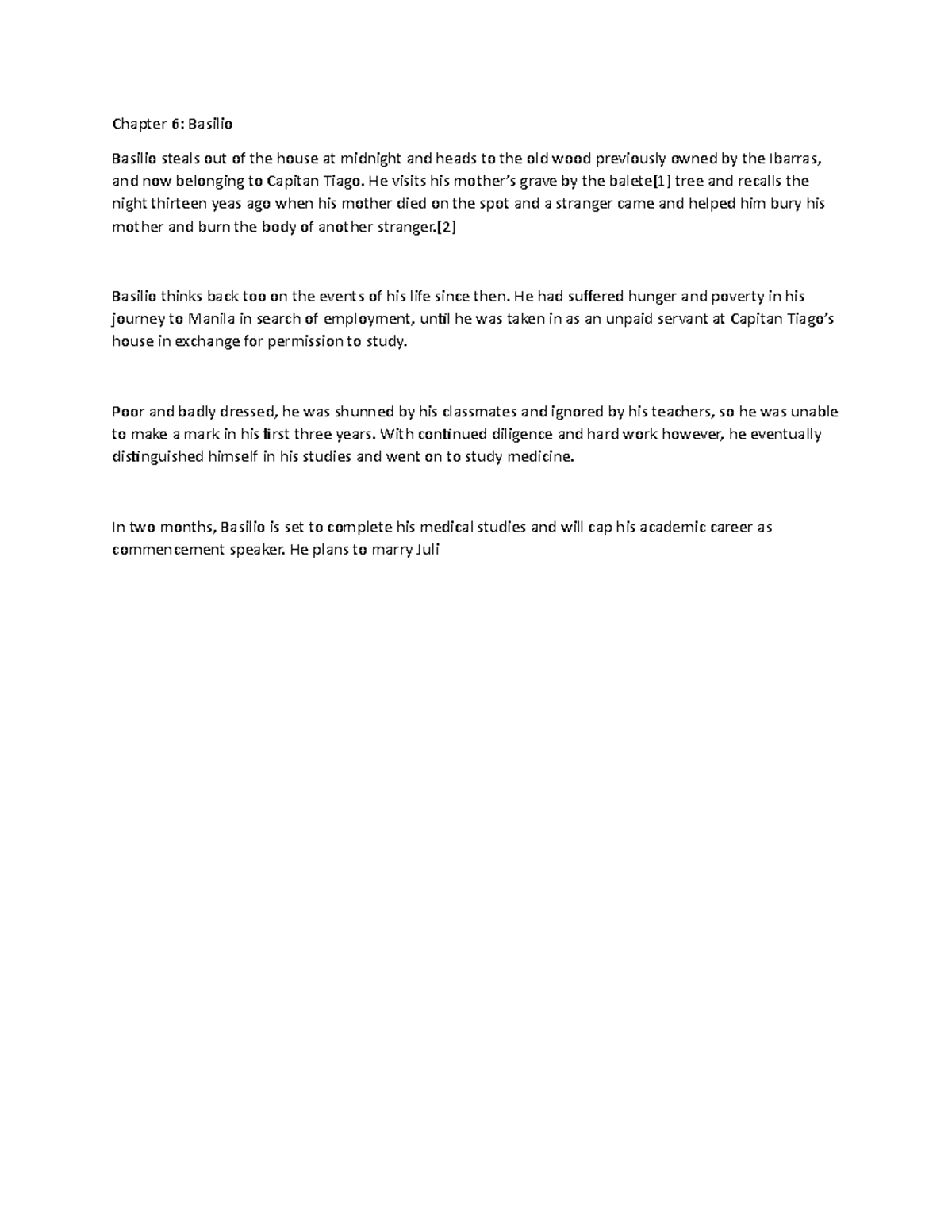Chapter 6 El Filibusterismo - Chapter 6: Basilio Basilio steals out of ...