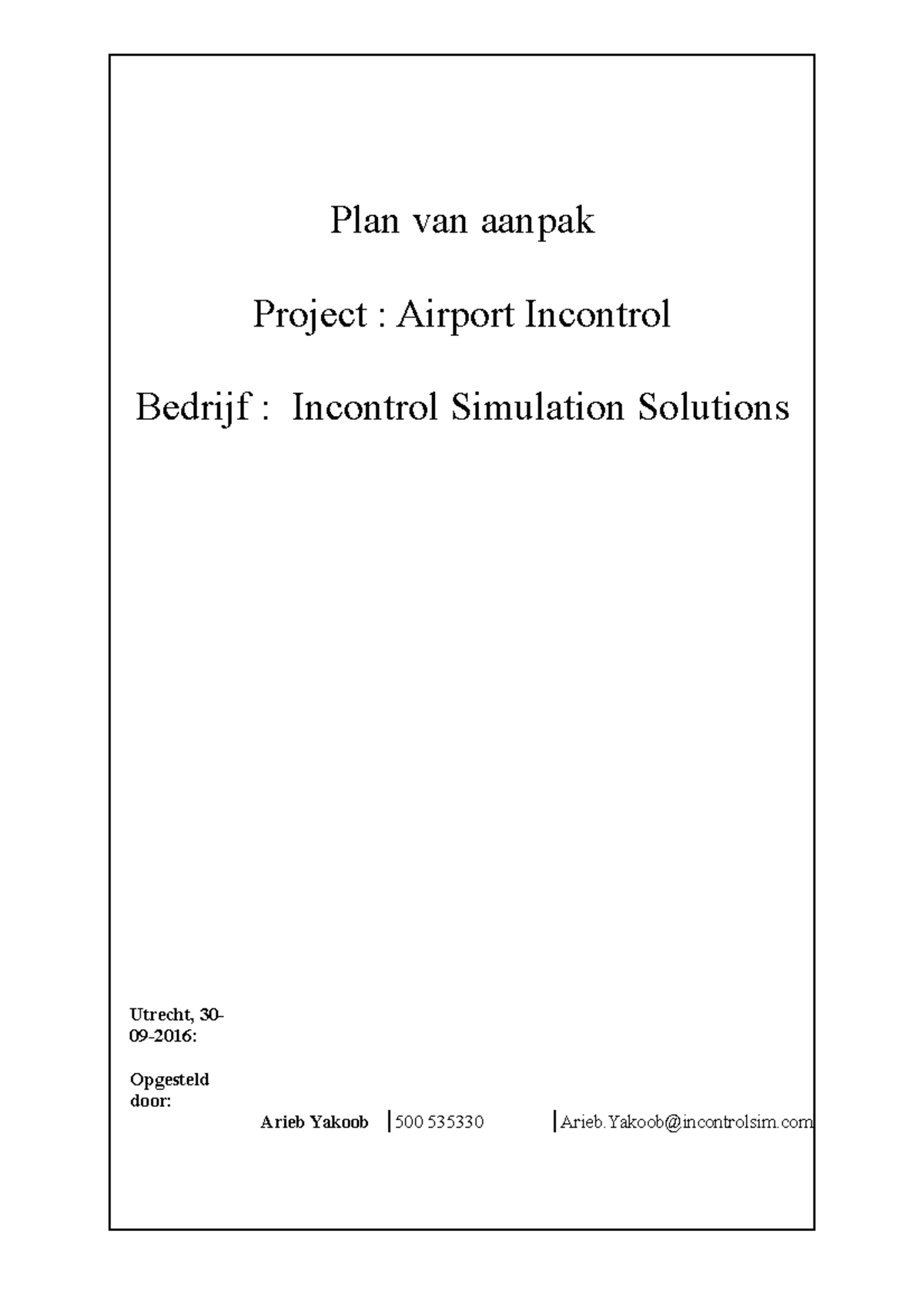 326495740 Voorbeeld Pv A Roel Grit Projectmanagement  Plan van aanpak