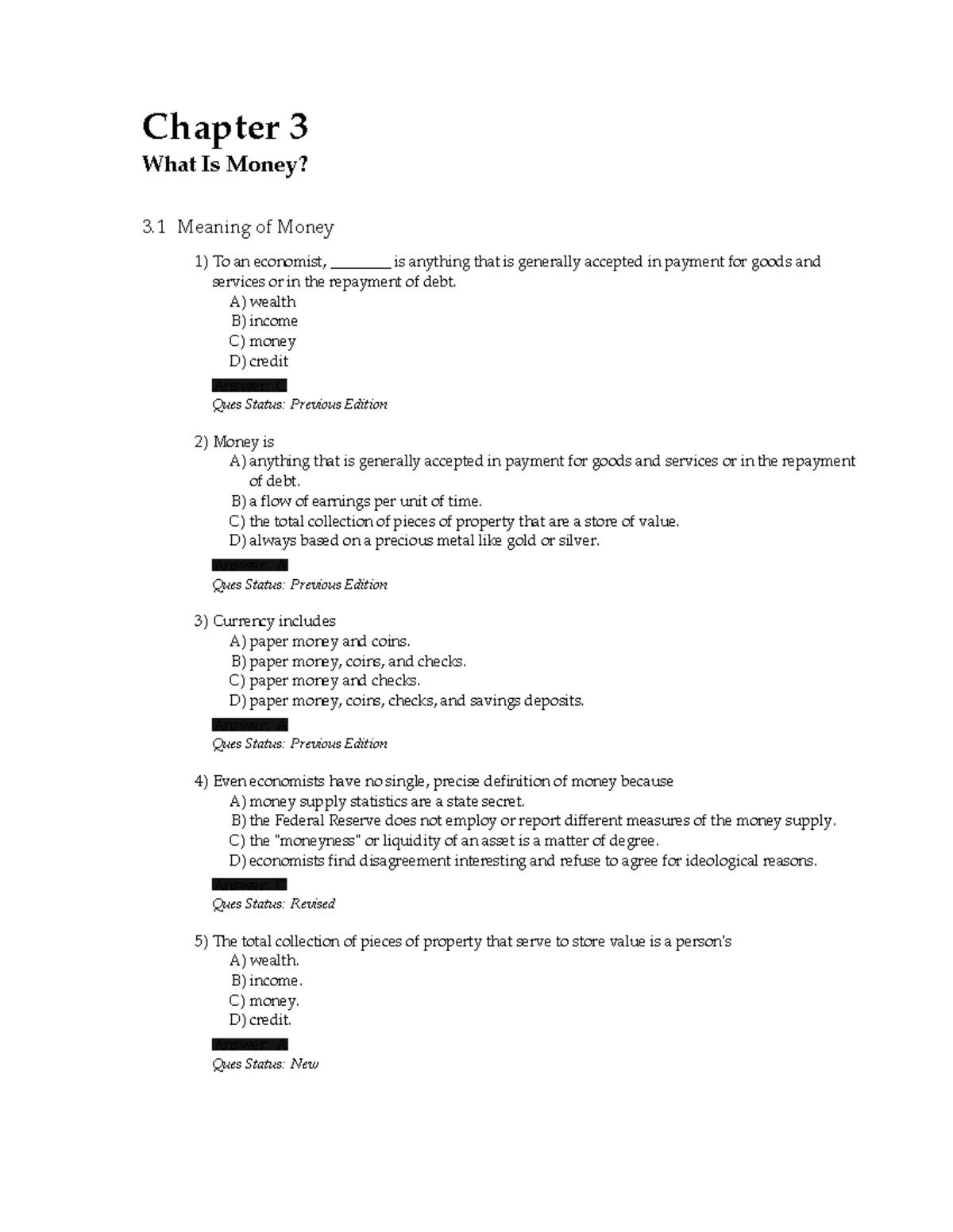 MCQs Chapter 3 What is money Chapter 3 What Is Money? 3 Meaning of