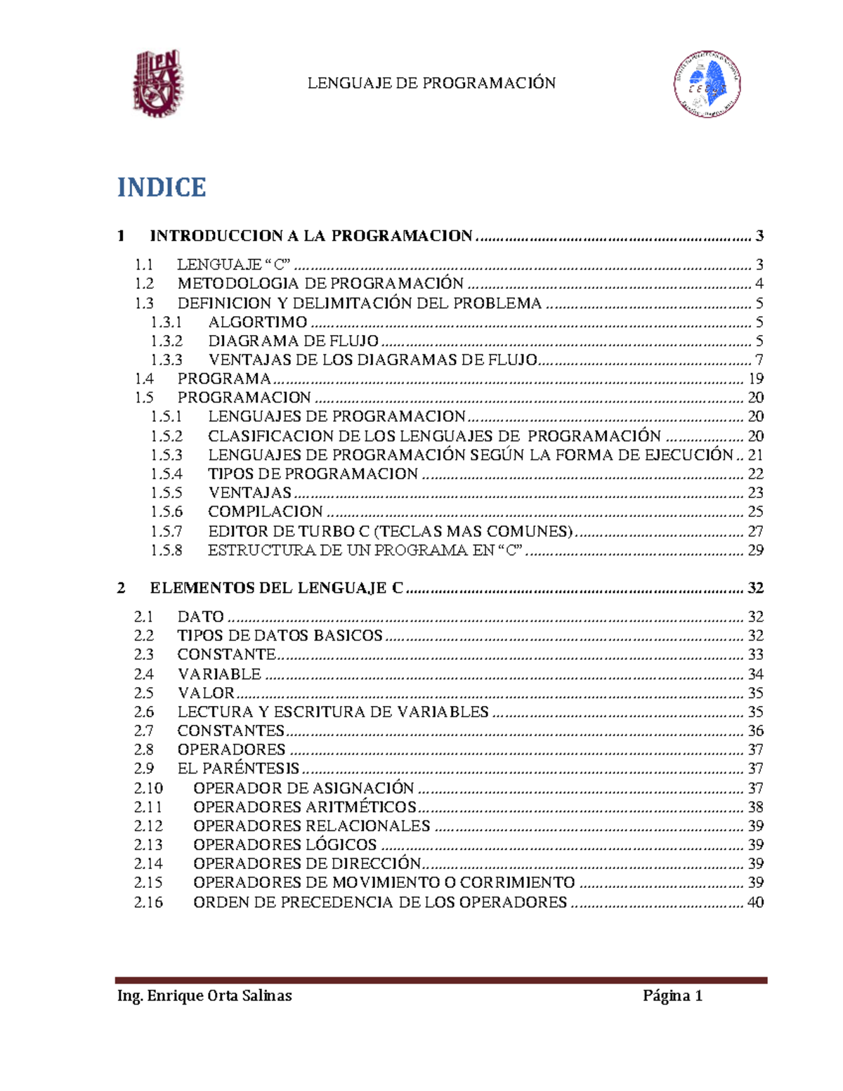 Apuntes De Lenguaje C++ - INDICE 1 INTRODUCCION A LA PROGRAMACION 1 ...