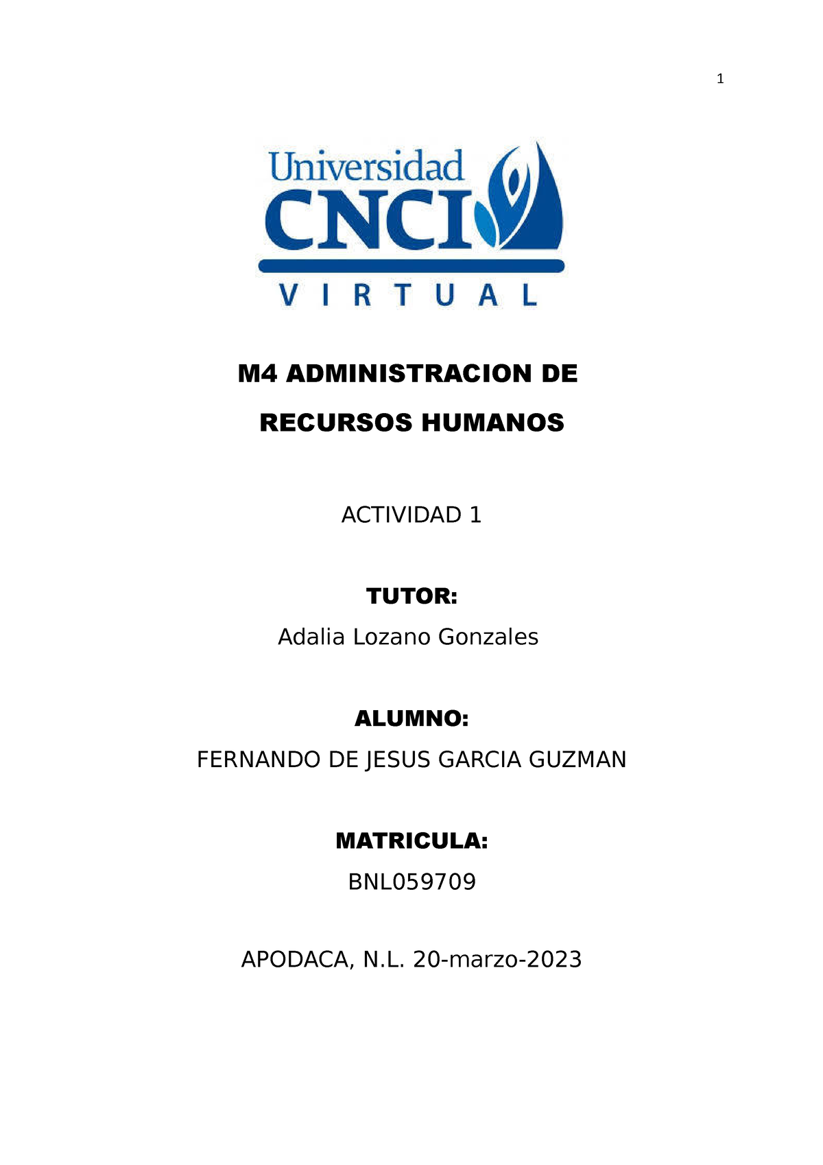 Actividad 1 Administracion DE Recursos Humanos - Administración - Studocu