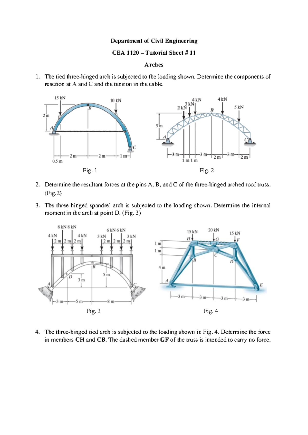 2081 - Department of Civil Engineering CEA 1120 – Tutorial Sheet # 11 ...
