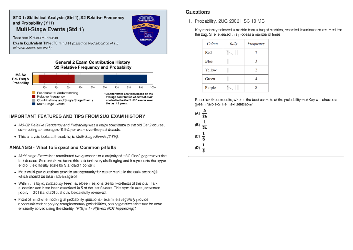 Probability Questions for Statistical Analysis - Studocu