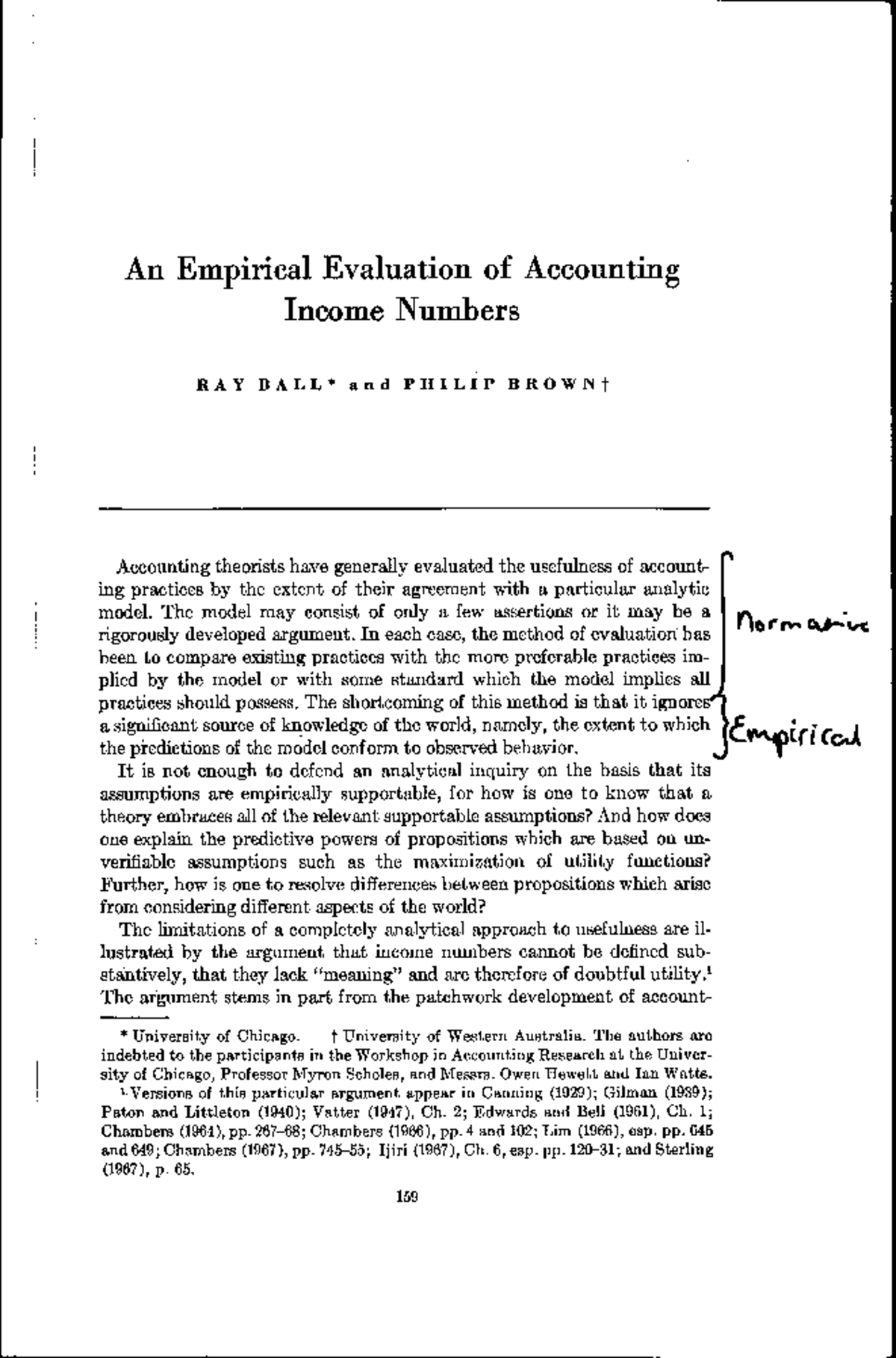 1 Ball + Brown TAR 1968 - An Empirical Evaluation of Accounting Income ...