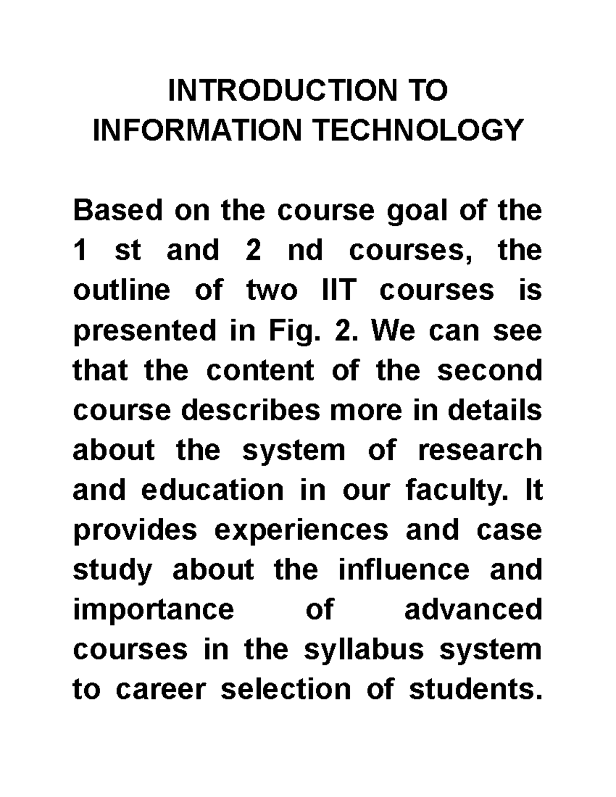 Introduction TO Information Technology - INTRODUCTION TO INFORMATION ...