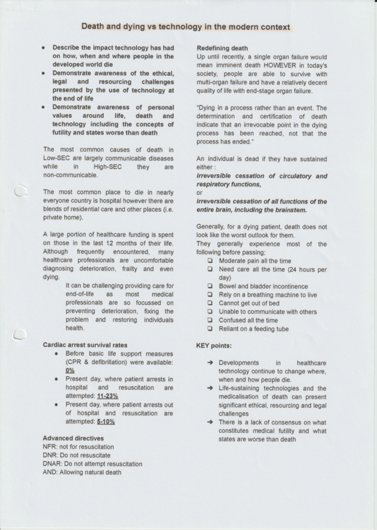 Death and Dying (Modern Context) - Nursing Clients with a ...