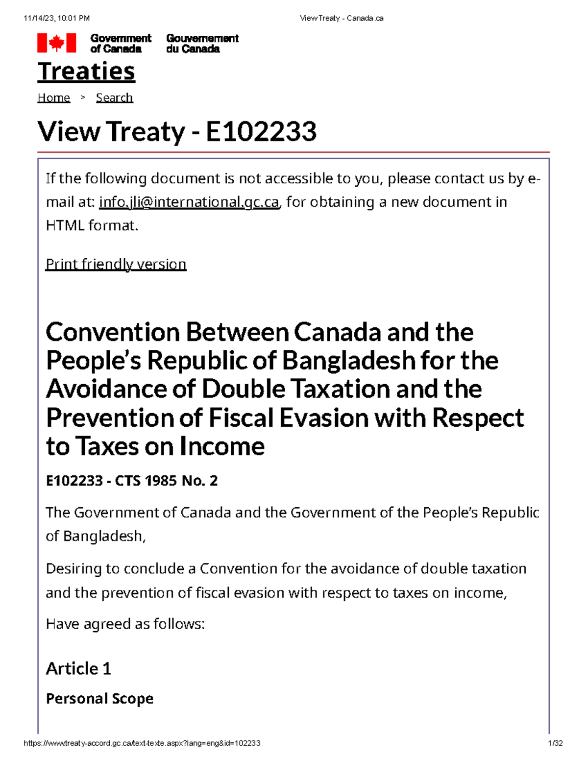 Tax Treaty Bangladesh Vs Canada Home Search Treaties > View Treaty