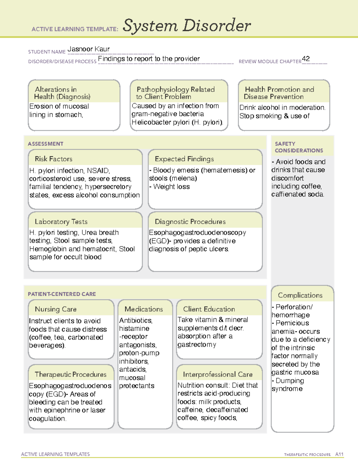 Findings to report to provider - ACTIVE LEARNING TEMPLATES THERAPEUTIC ...