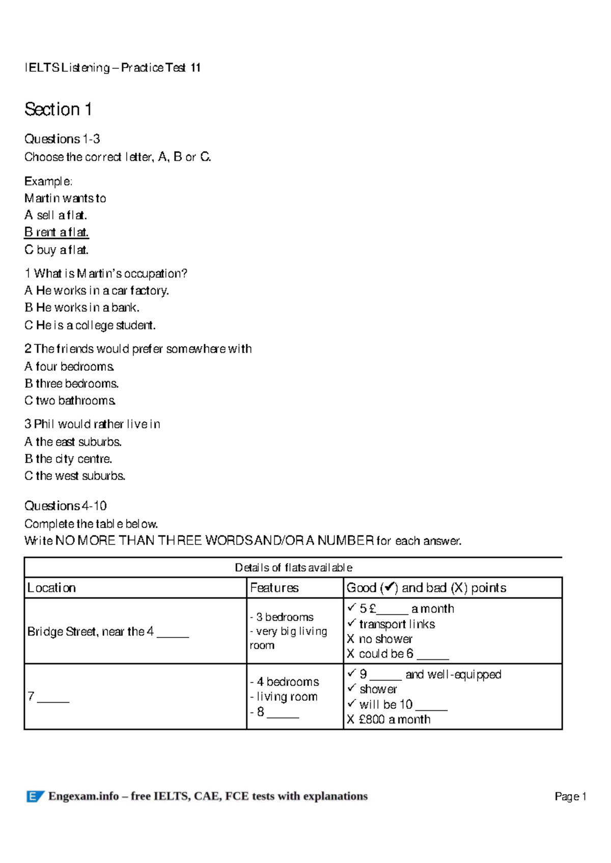 ielts listening 11 - section 1