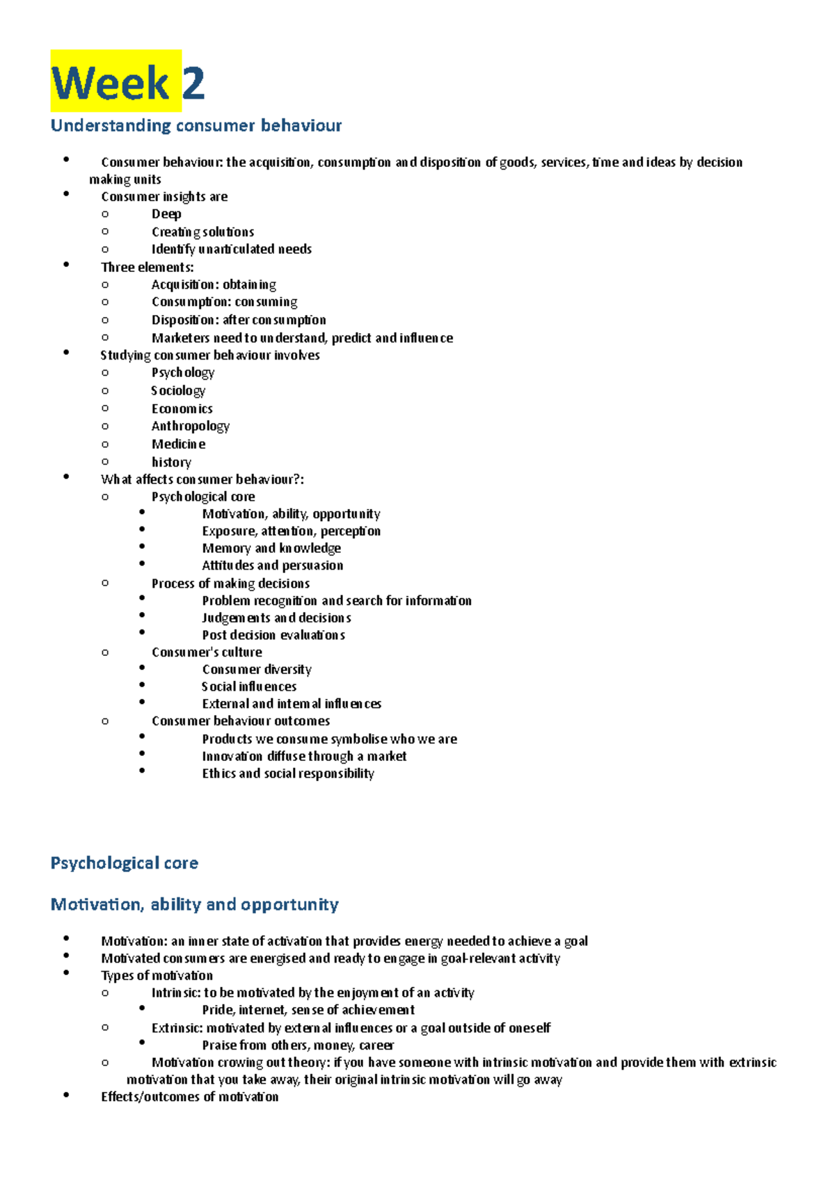 Exam Practice 2020 - Week 2 Understanding consumer behaviour - Studocu