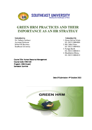HRM Report copy - SHRM - DISSERTATION REPORT On Sustainable Human ...