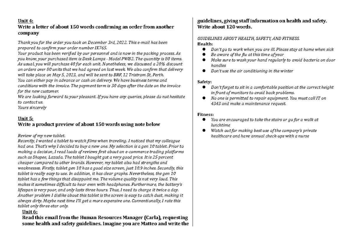 Thi writing đã sửa - English - Unit 4: Write a letter of about 150 ...