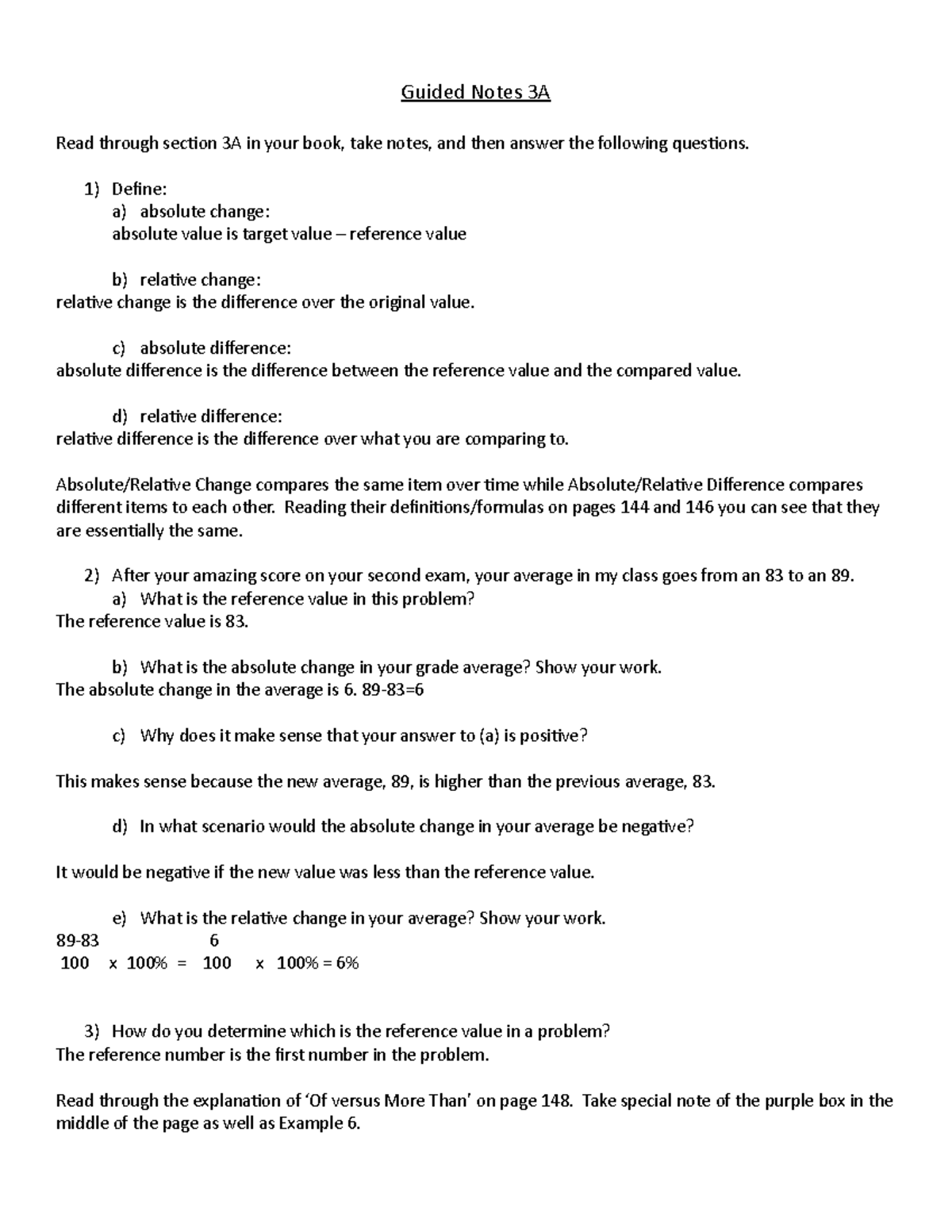 Guided Notes (3A) - AV - Guided Notes 3A Read through section 3A in ...