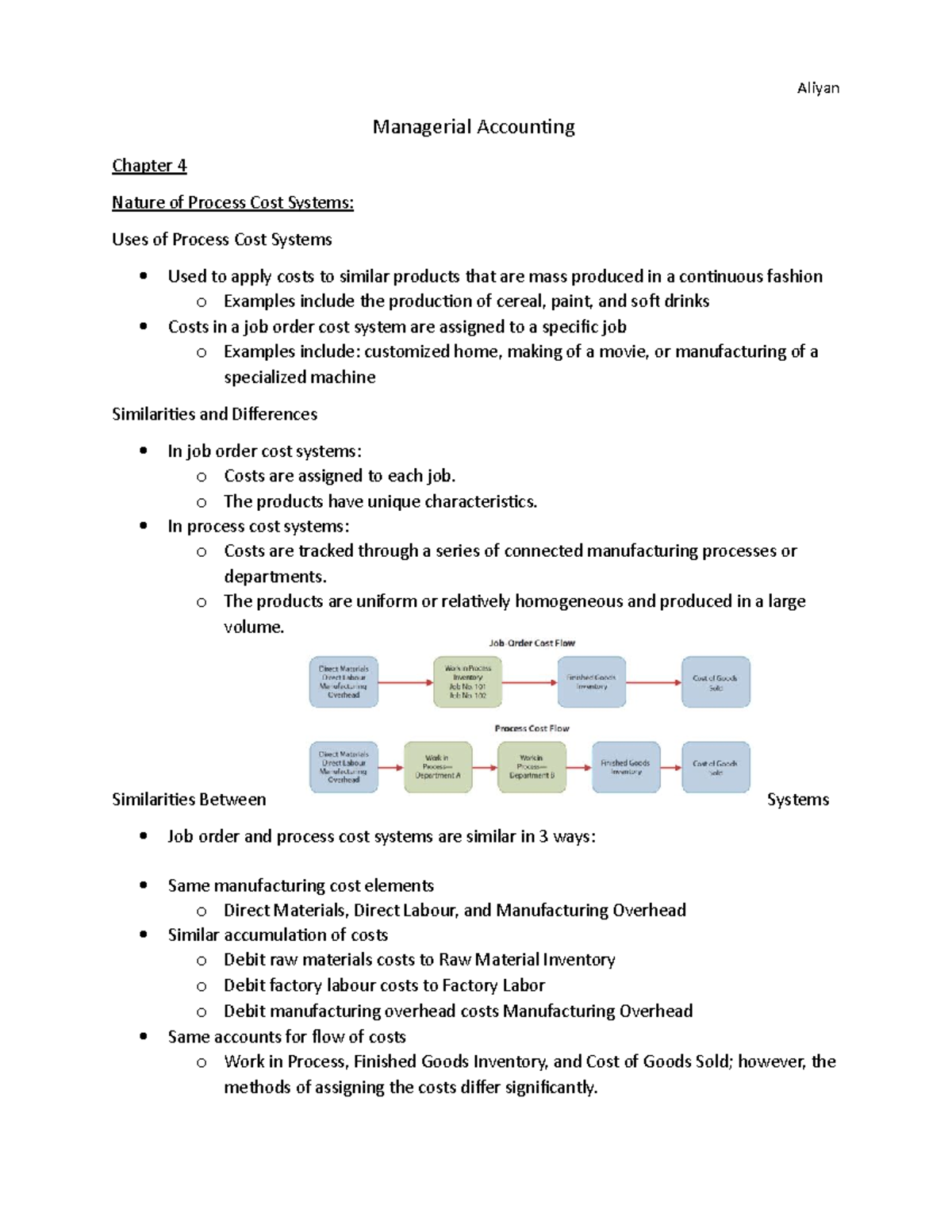Chapter 4 Notes - Managerial Accouning Chapter 4 Nature of Process Cost ...
