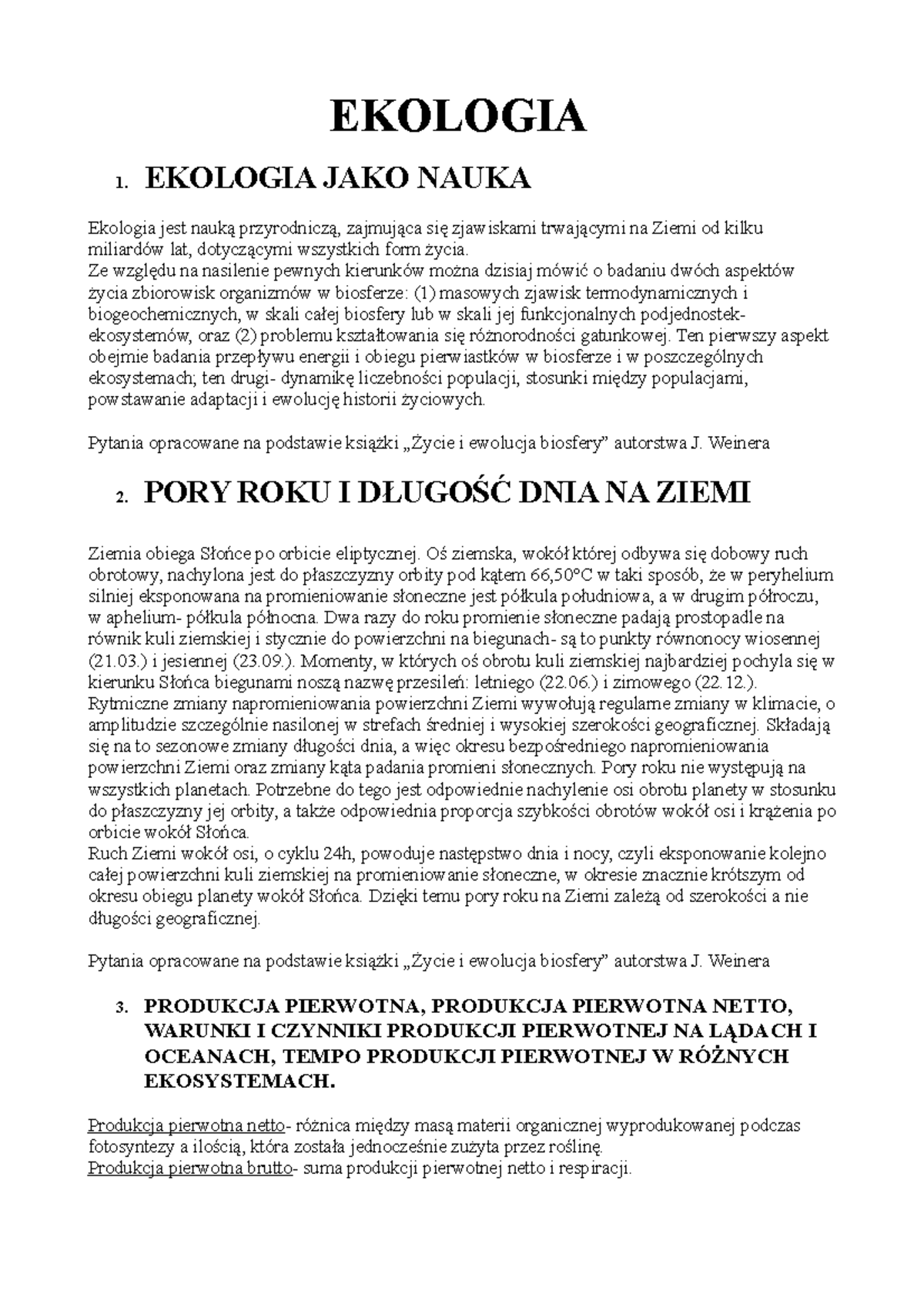 Ekologia - skrypt - EKOLOGIA 1. EKOLOGIA JAKO NAUKA Ekologia jest nauką