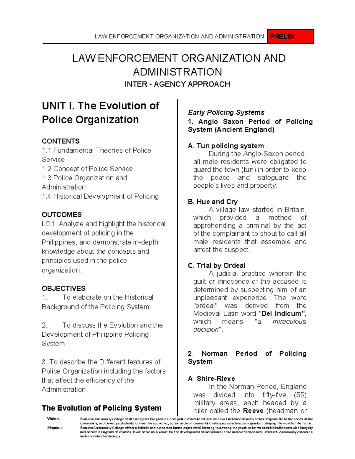 LEA-Module-1 - LAW ENFORCEMENT ORGANIZATION AND ADMINISTRATION INTER ...