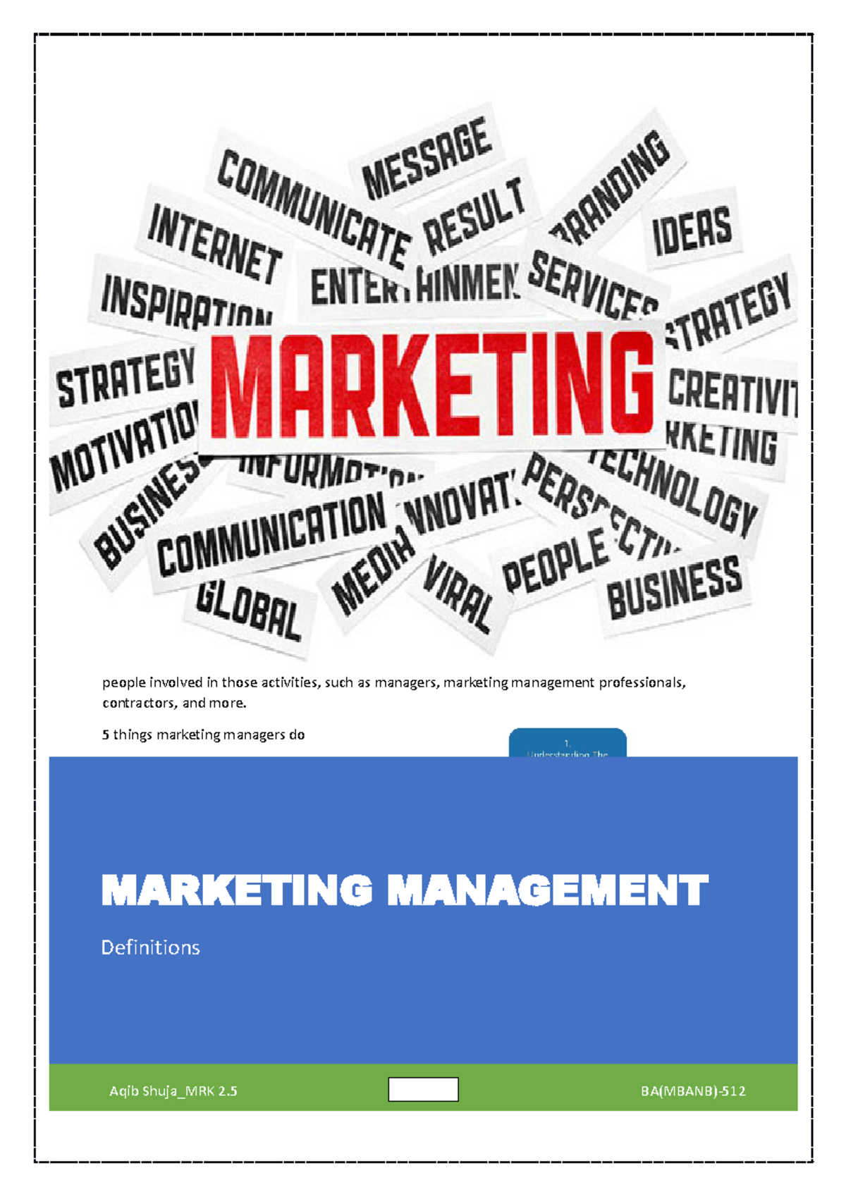 marketing assignment definition