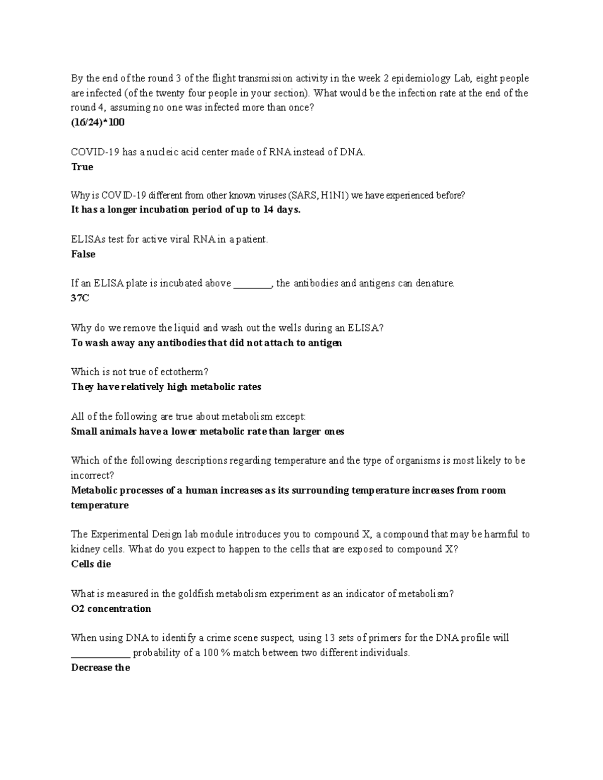 LS 23L Pre And Post Lab Questions - By The End Of The Round 3 Of The ...