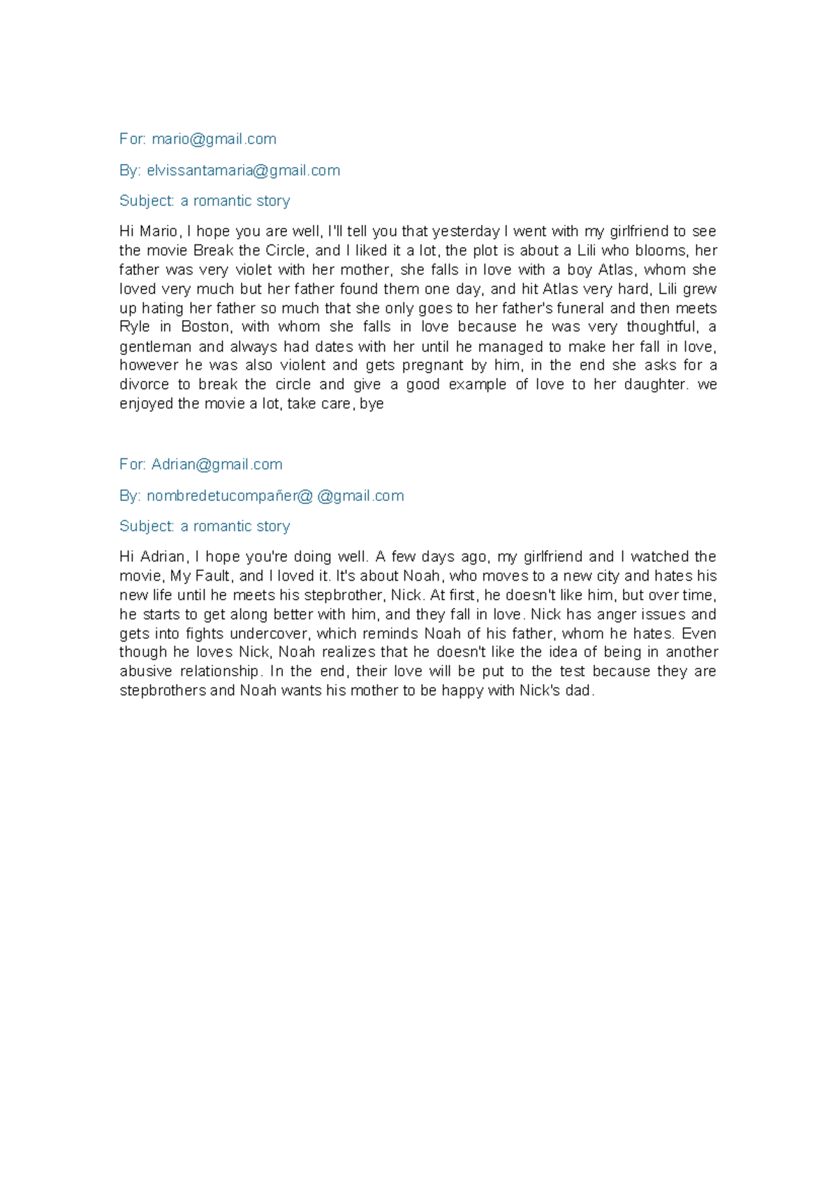 Semana 3 ingles IV - wrgf - For: mario@gmail By: elvissantamaria@gmail ...