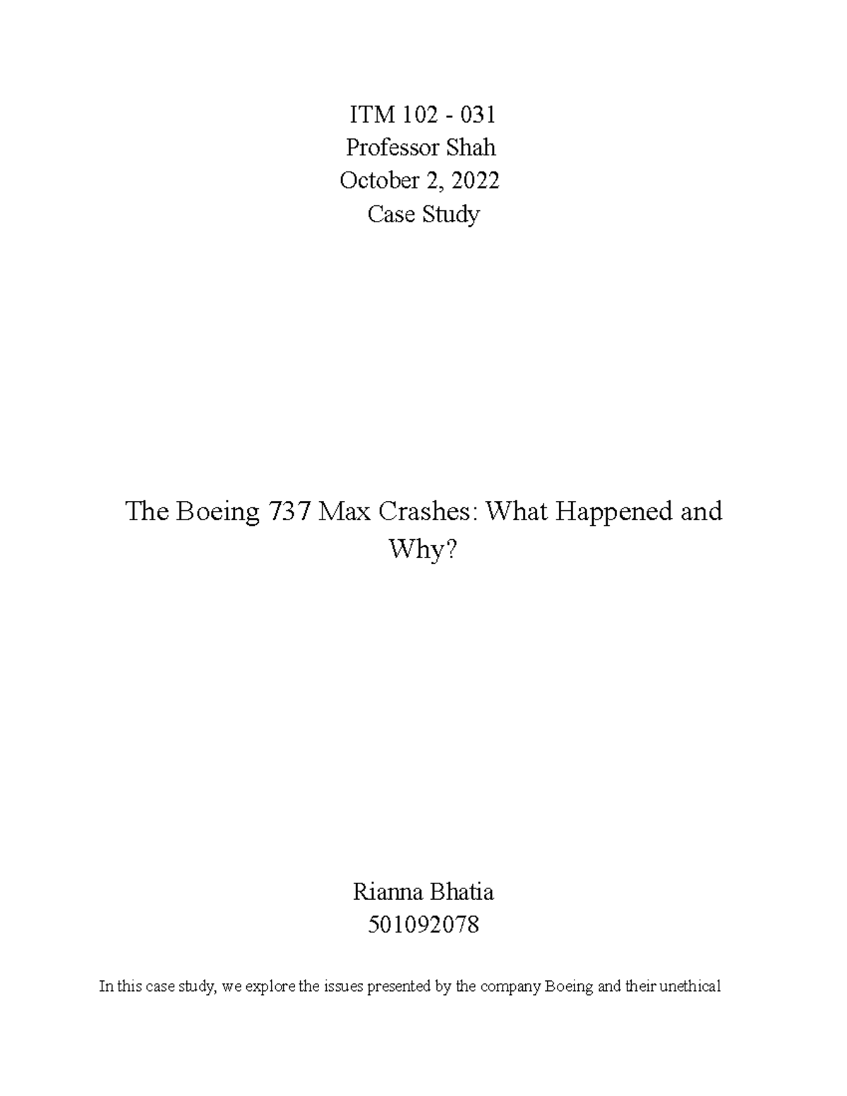 boeing 737 case study answers