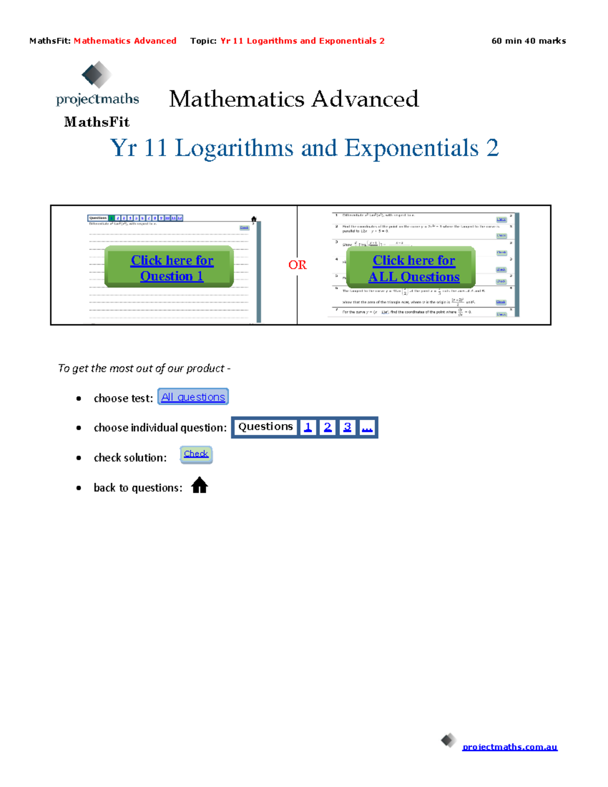 Year 11 Logarithms And Exponentials 2 MA Maths Fit - Mathematics ...