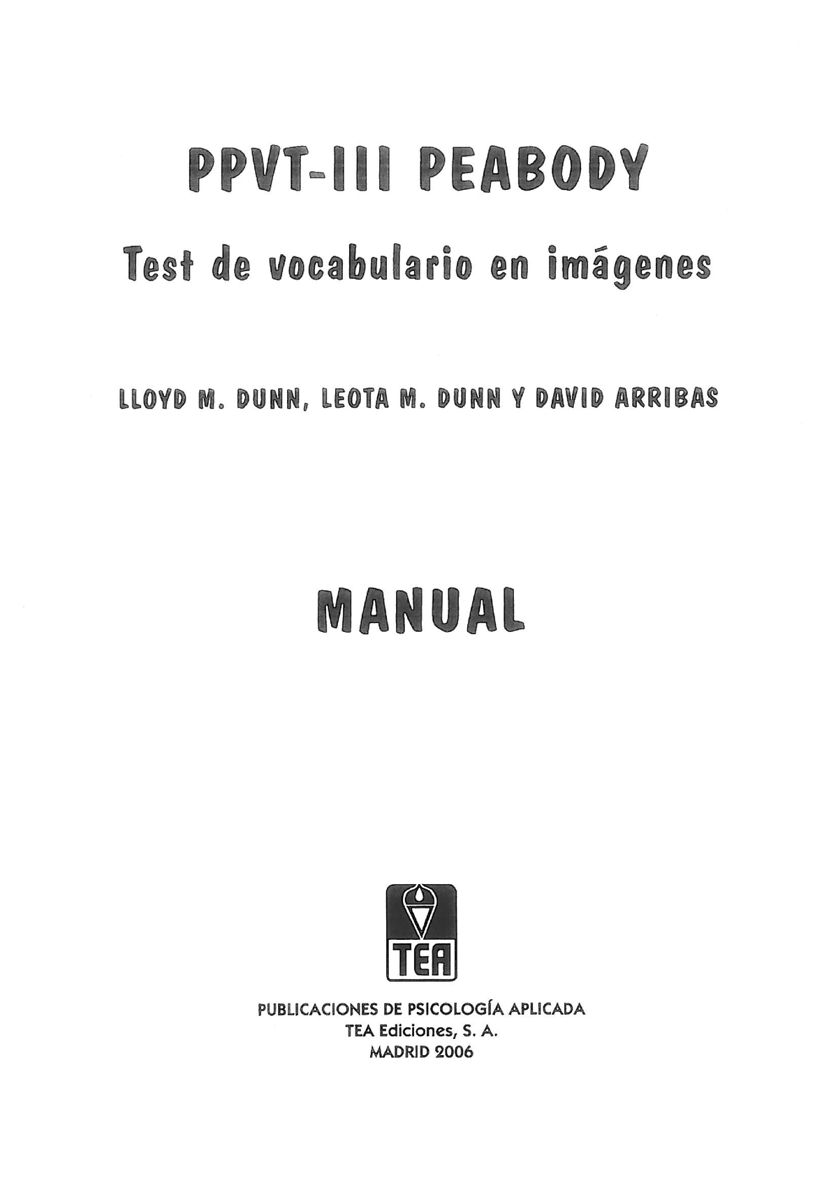 Peabody Manual - Evaluacion - Teoría Y Técnica De Terapia Ocupacional ...