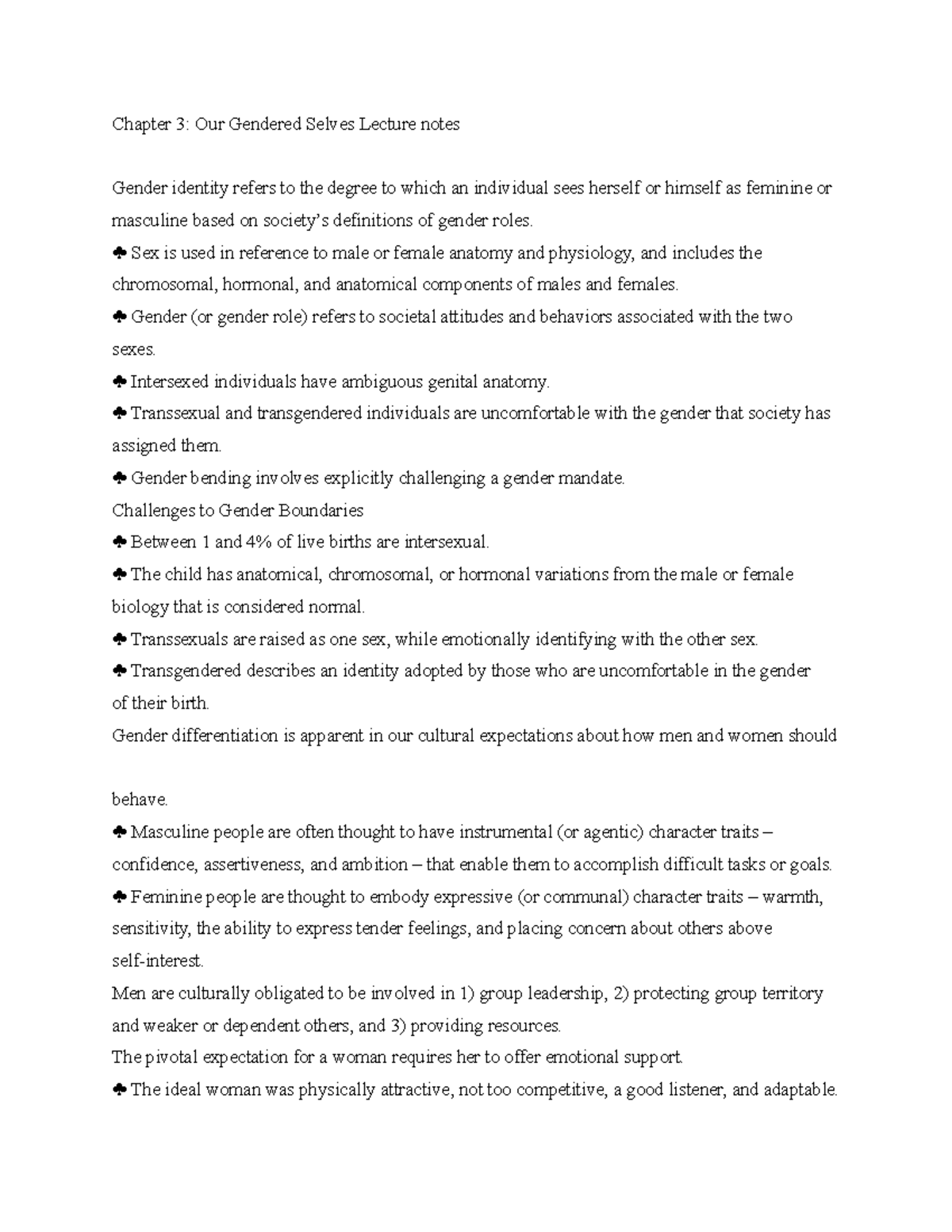 Chapter 3 - Notes Taken From Spring 2023 Sociology Of The Family ...