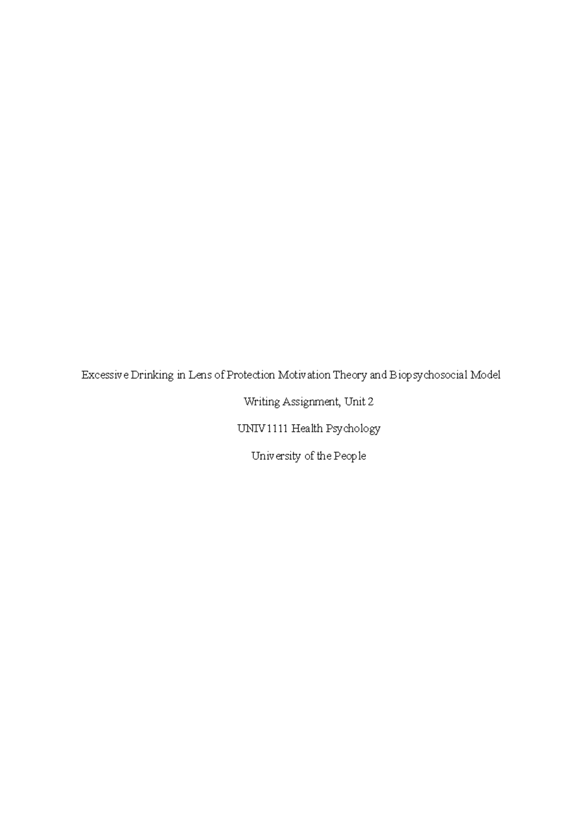 Excessive drinking in lens of protection motivation theory and