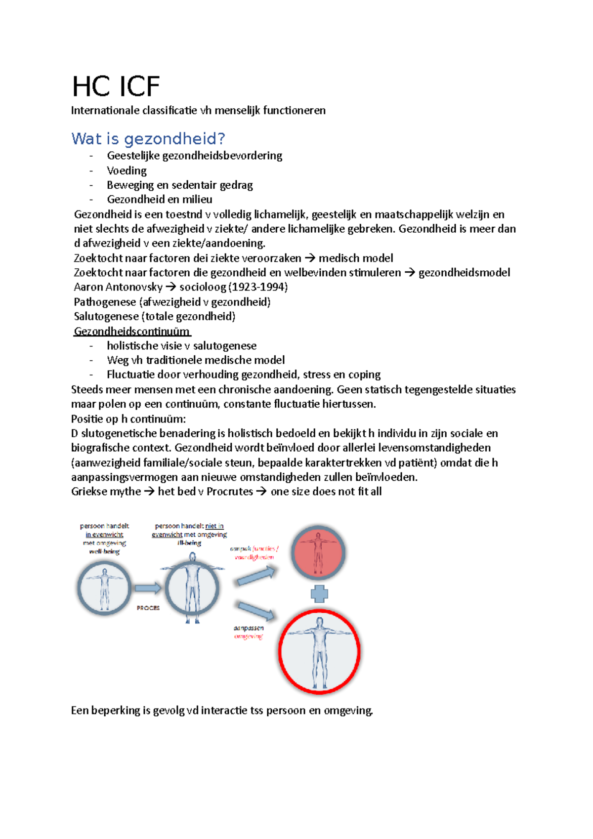 Hoorcollege ICF Samenvatting - HC ICF Internationale Classificatie Vh ...