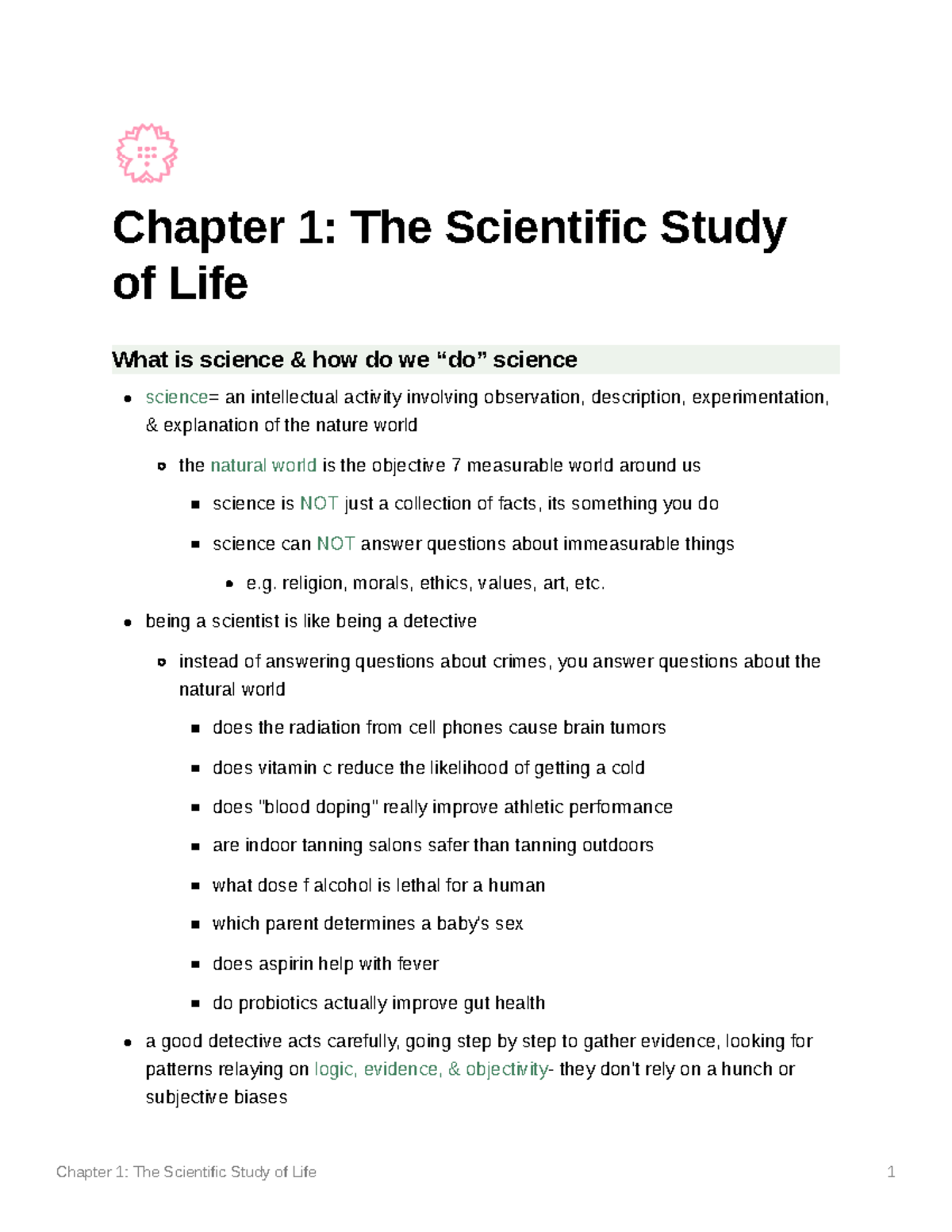 Chapter 1 The Scientific Study of Life - Chapter 1: The Scientific ...