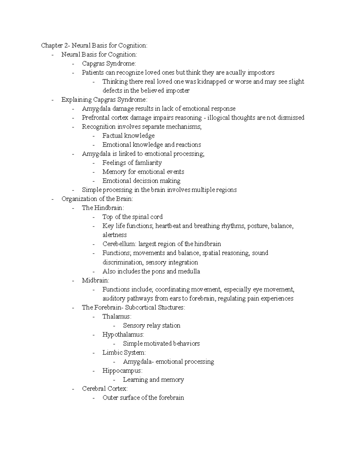 PSY 350 Ch. 2 Notes - Chapter 2- Neural Basis for Cognition: - Neural ...
