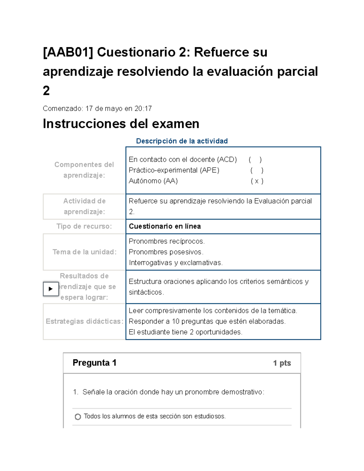 Examen [AAB01] Cuestionario 2 Refuerce Su Aprendizaje Resolviendo La ...