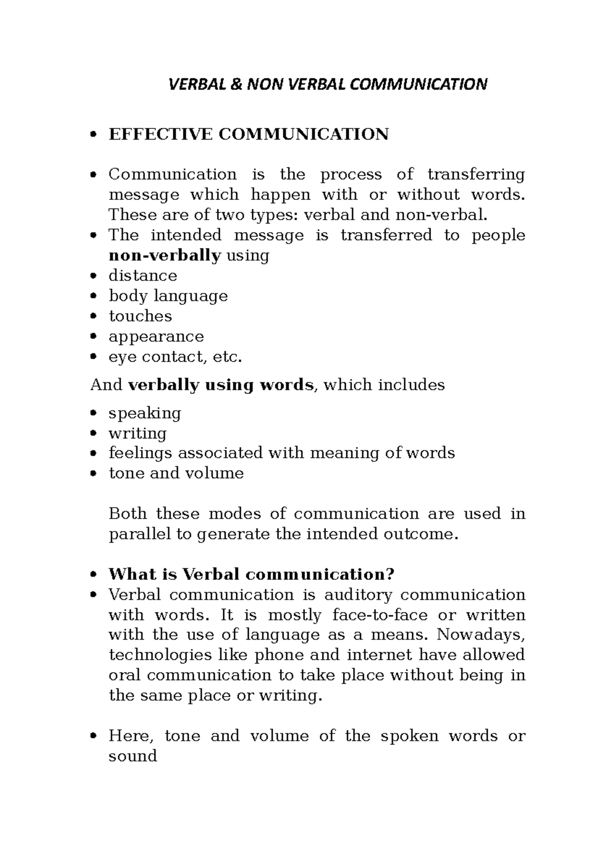 Verbal & NON Verbal Communication - VERBAL & NON VERBAL COMMUNICATION ...