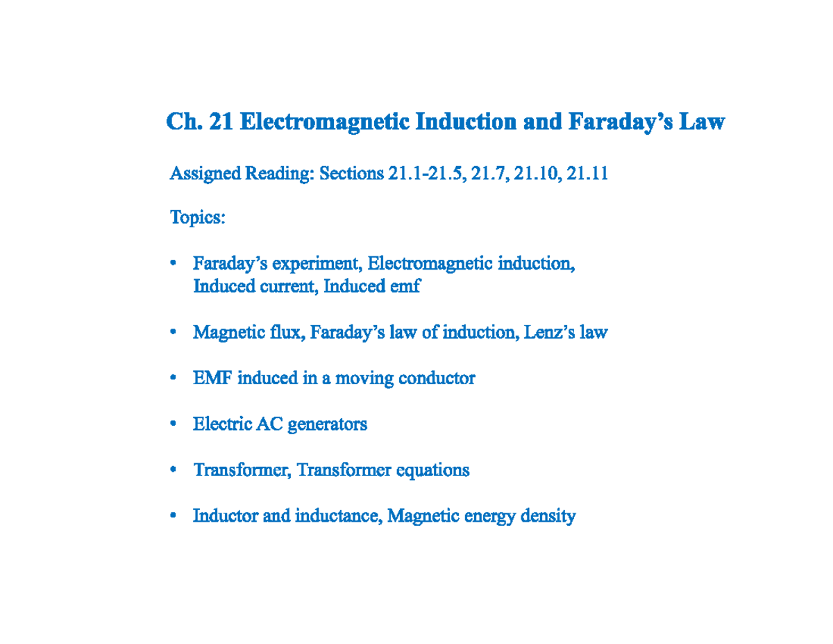 Ch 21 Lecture Notes Slides PHYS 120 Studocu