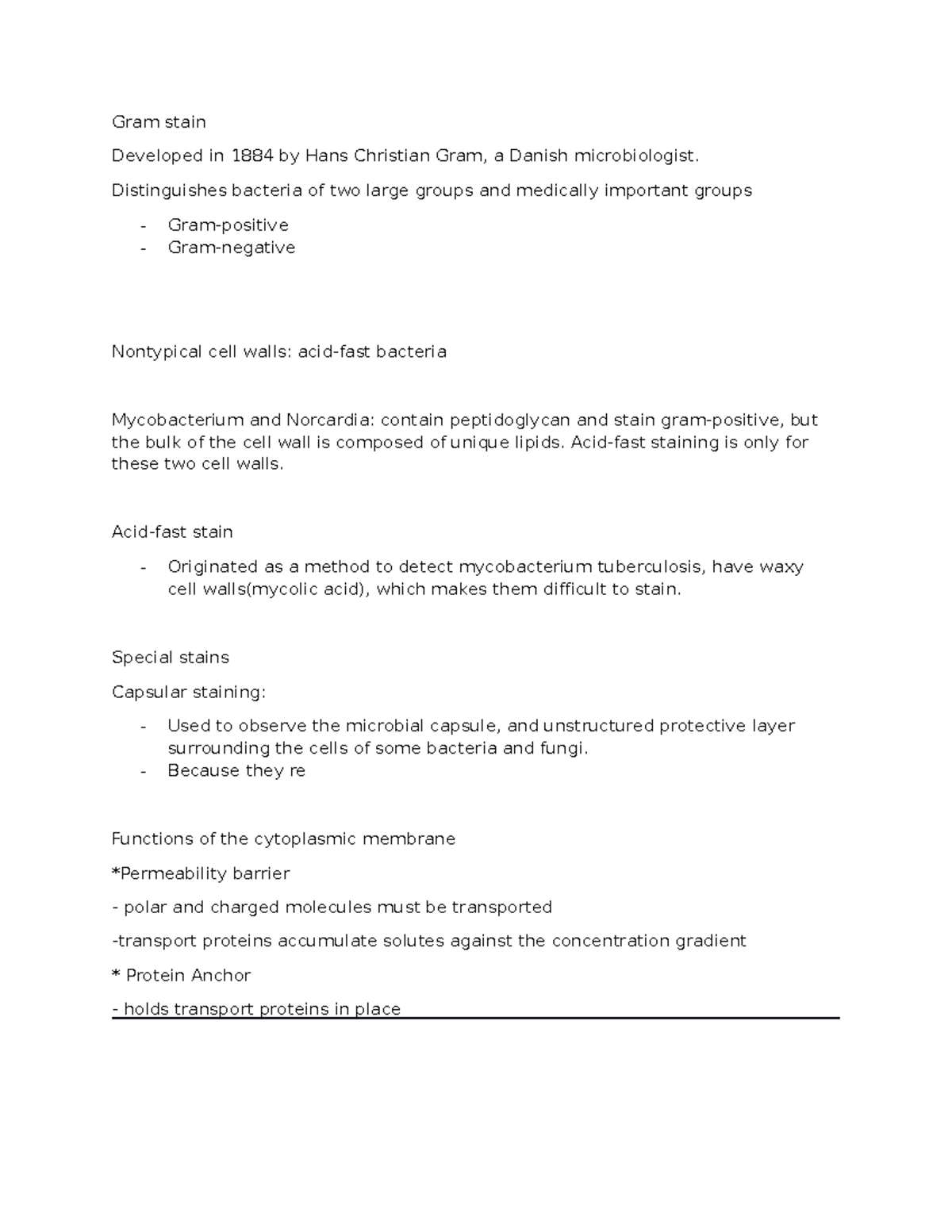 Chapter 3 notes- microbio - Gram stain Developed in 1884 by Hans ...