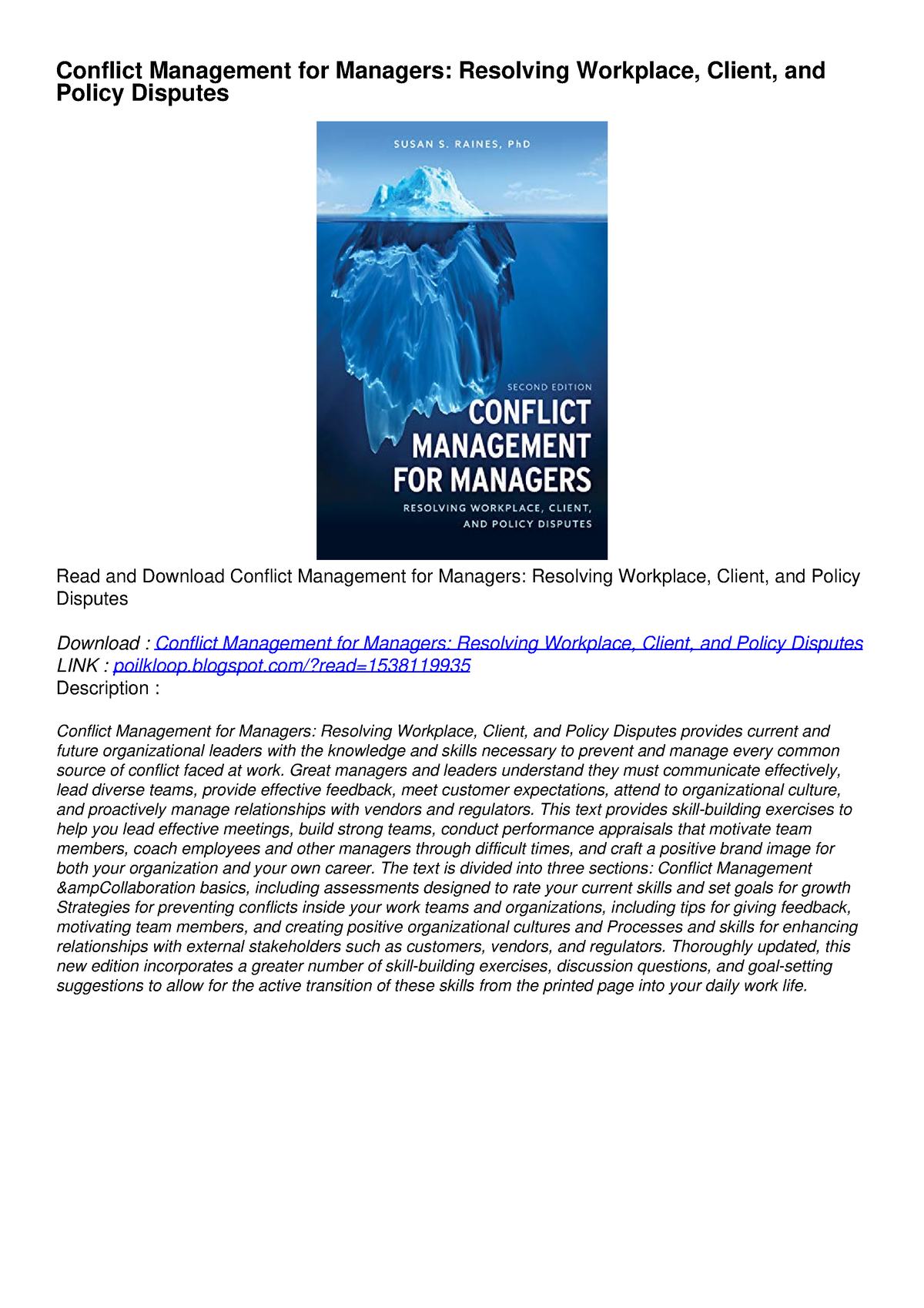 [PDF] READ] Free Conflict Management For Managers: Resolving Workplace ...