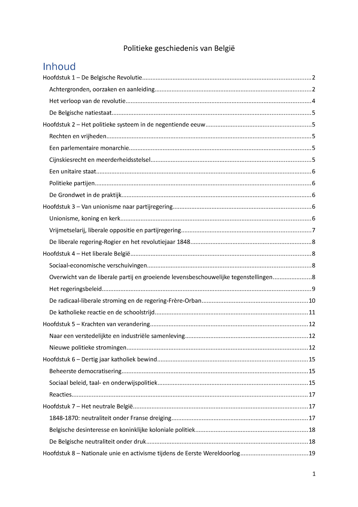 Samenvatting Boek PGB - Politieke Geschiedenis Van België Hoofdstuk 1 ...