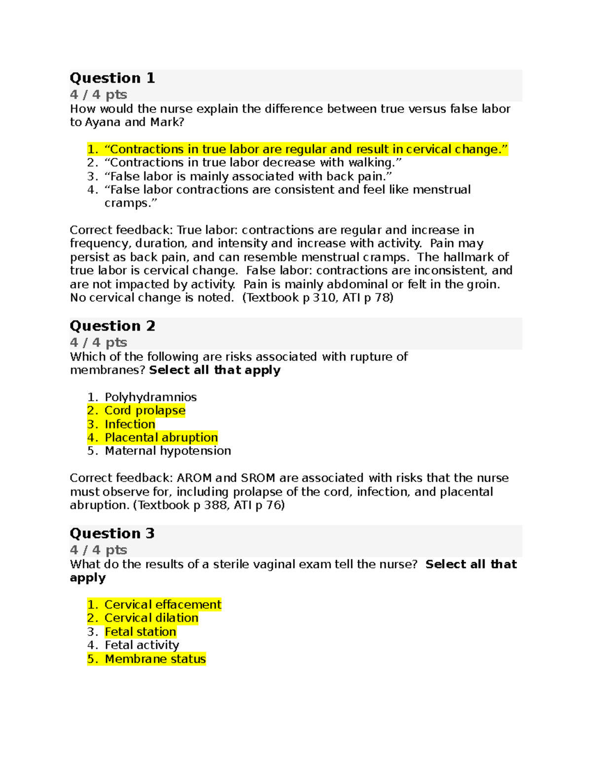 Module B Quiz - Question 1 4 / 4 Pts How Would The Nurse Explain The ...