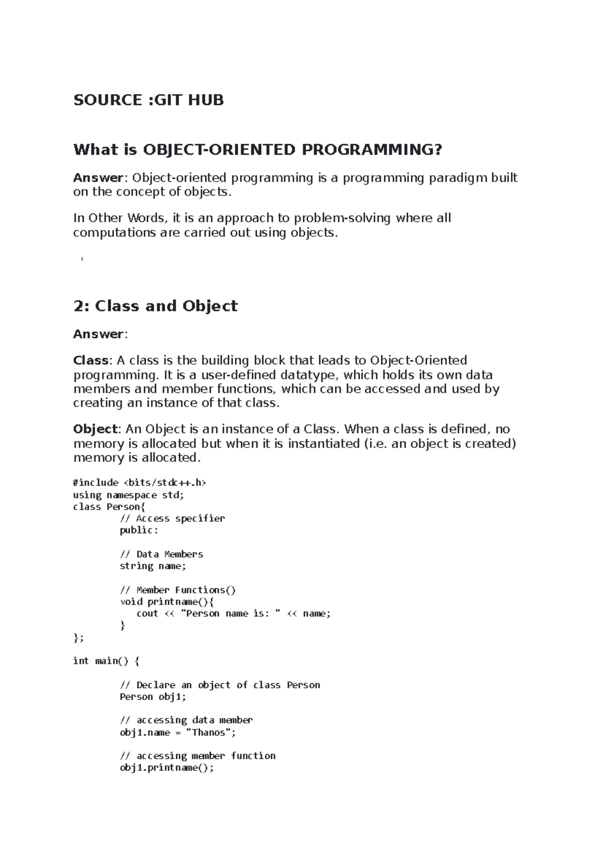 Upload - NOTES - SOURCE :GIT HUB What is OBJECT-ORIENTED PROGRAMMING ...