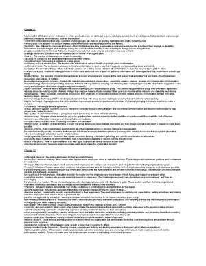 Organizational Behavior Review Notes Chapters 6-10 - CH 6 KEY TERMS ...