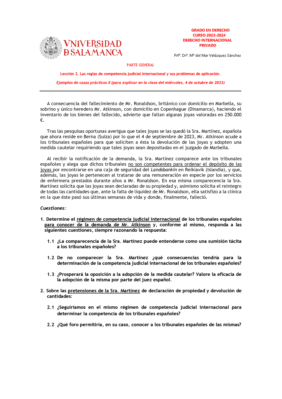 Ejemplos De Casos Pr Ã¡cticos Lecci Ã³n 2 - II - GRADO EN DERECHO CURSO ...