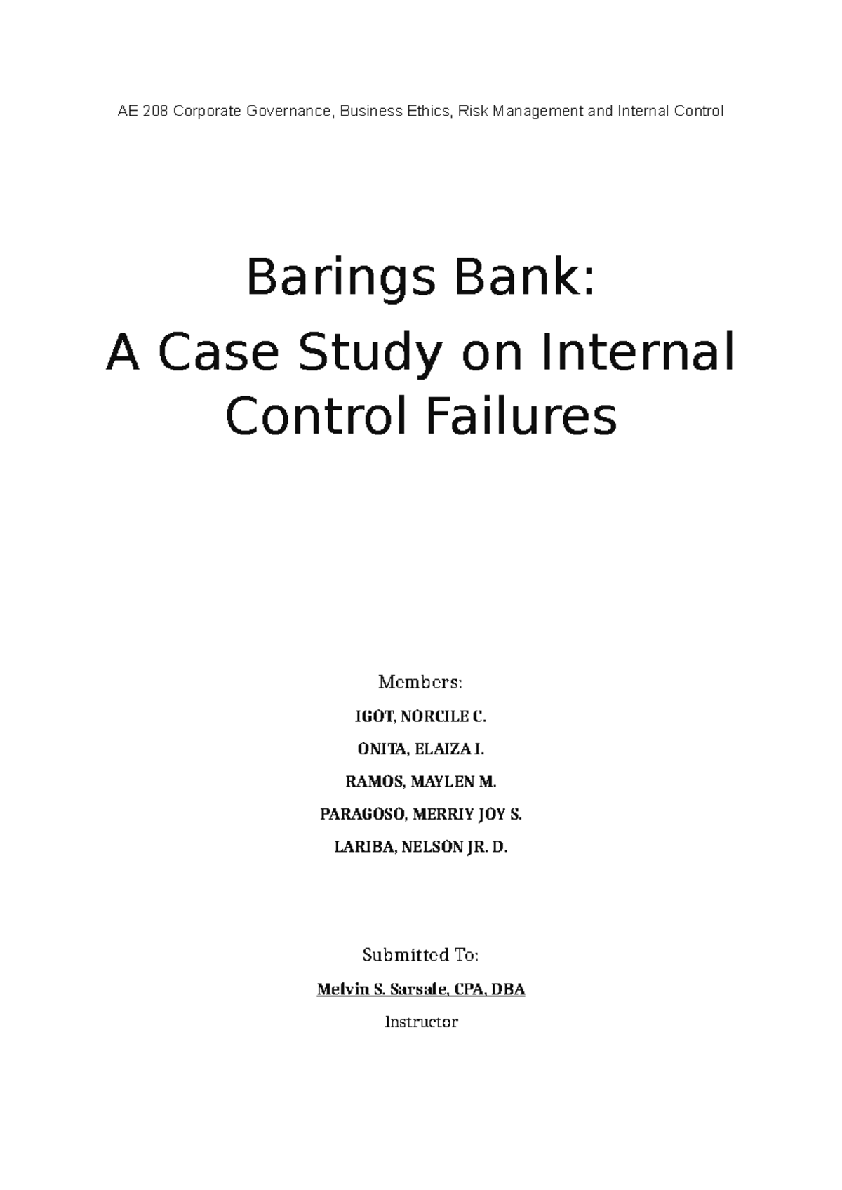 case study barings bank