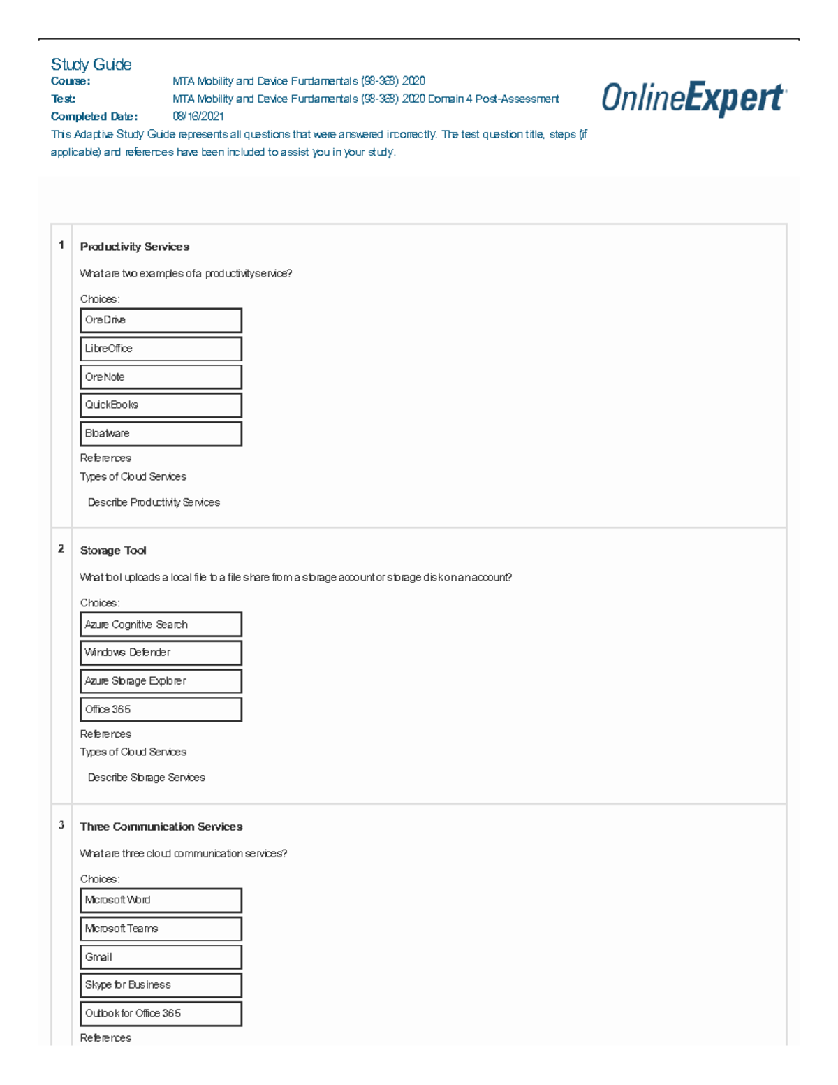 Study Guide Mobility and Devices Domain 4 Study Guide Course MTA