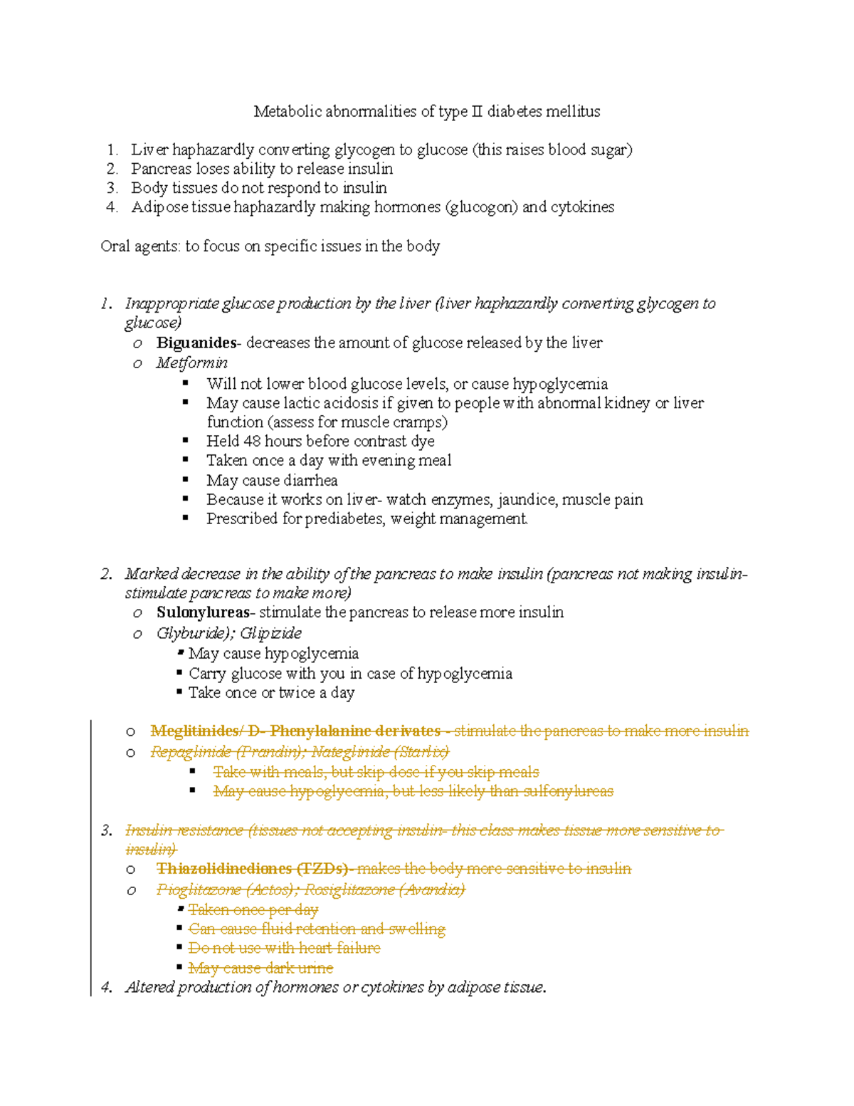 Anti diabetic agents-student - Metabolic abnormalities of type II ...