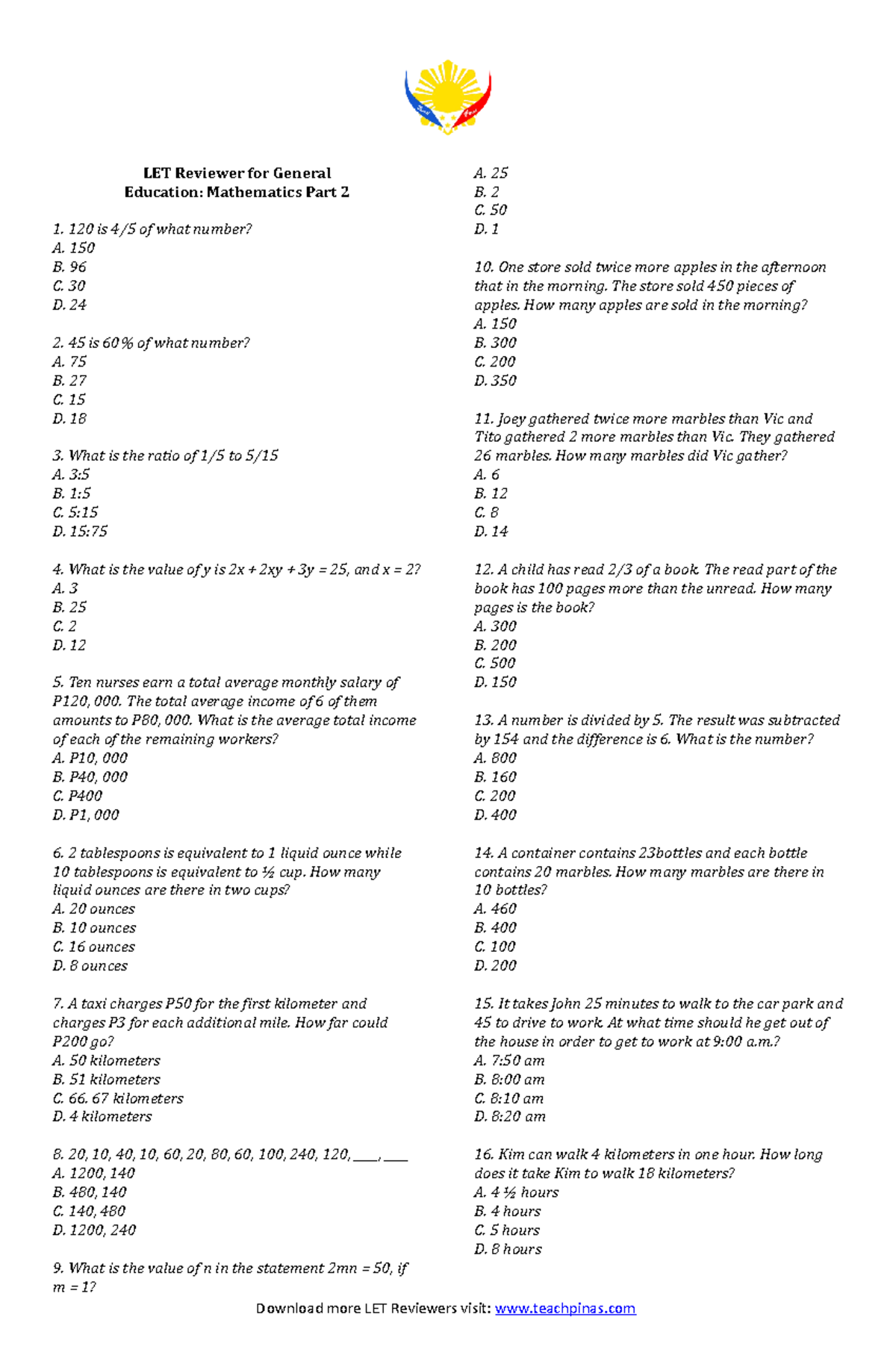Mathematics-PART-2-www.teachpinas.com - LET Reviewer for General ...