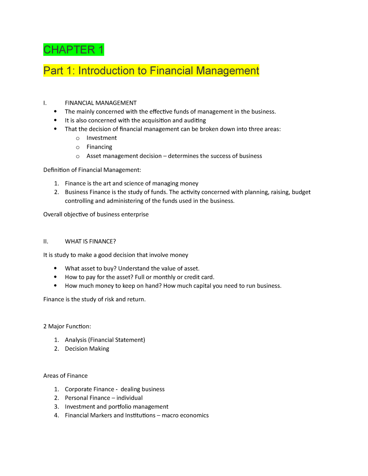 mba finance assignment pdf