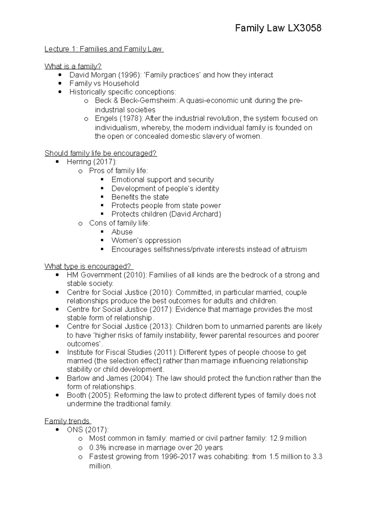 Family Law Notes Lecture 1 Families And Family Law What Is A Family 