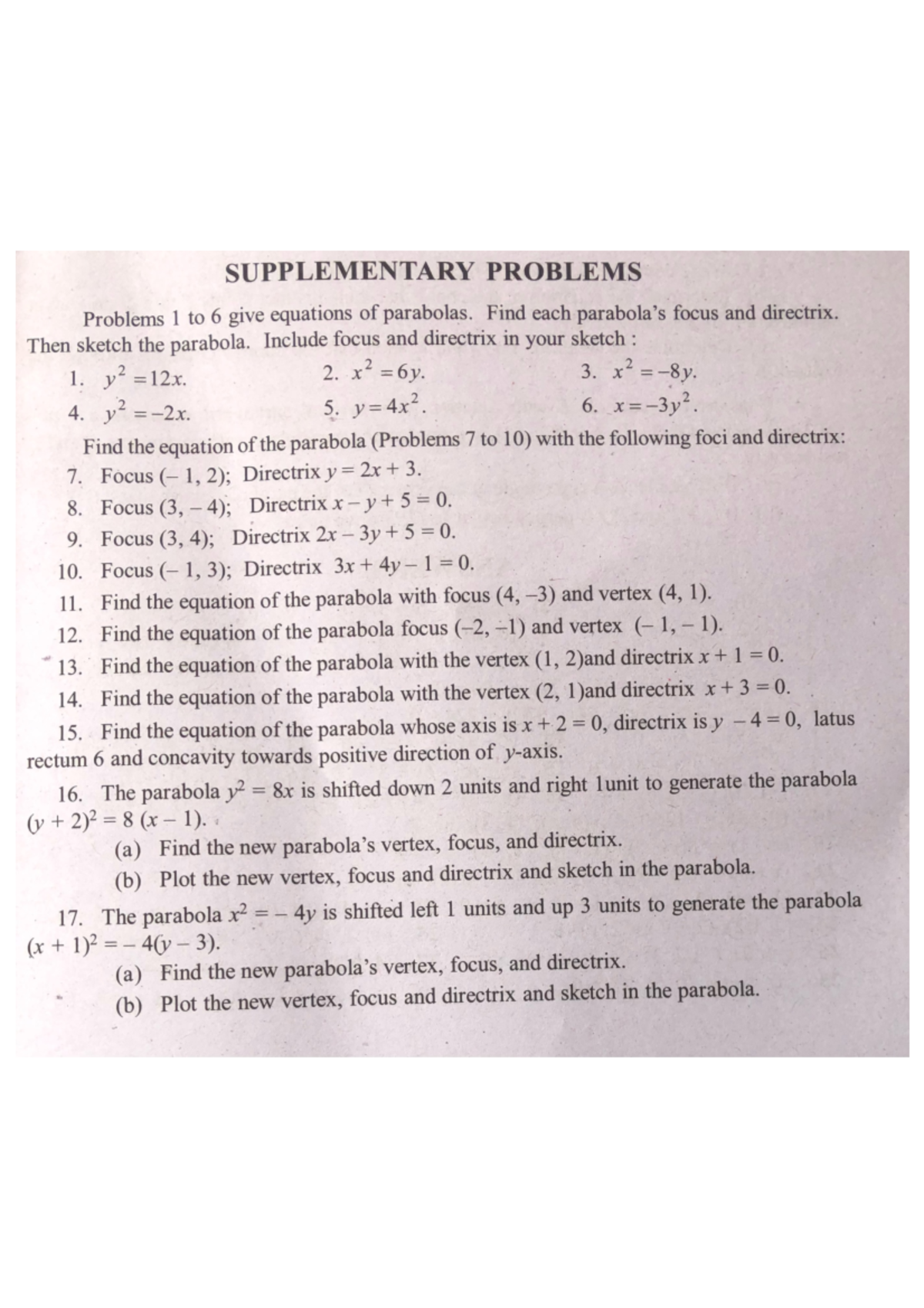 New File 5 - Question and answers in parabola - Bsc maths - Studocu